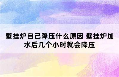 壁挂炉自己降压什么原因 壁挂炉加水后几个小时就会降压